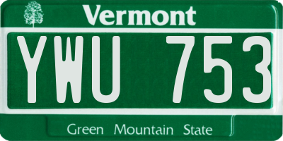 VT license plate YWU753
