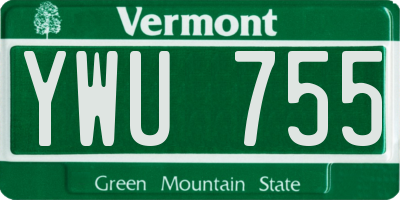 VT license plate YWU755