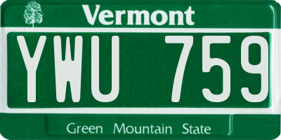 VT license plate YWU759