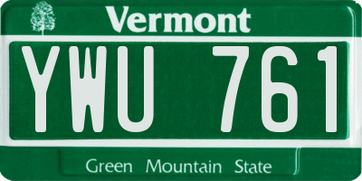 VT license plate YWU761