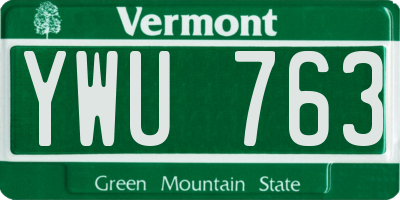 VT license plate YWU763