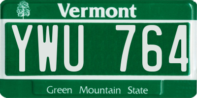 VT license plate YWU764