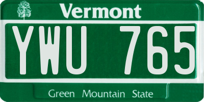 VT license plate YWU765
