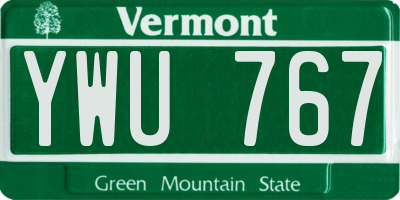VT license plate YWU767