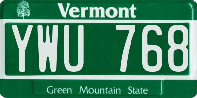 VT license plate YWU768