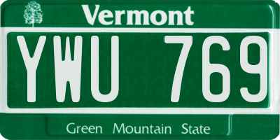 VT license plate YWU769