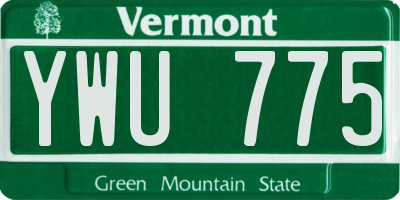VT license plate YWU775