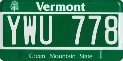 VT license plate YWU778