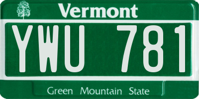 VT license plate YWU781