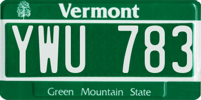 VT license plate YWU783