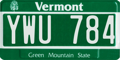 VT license plate YWU784