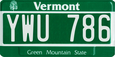 VT license plate YWU786