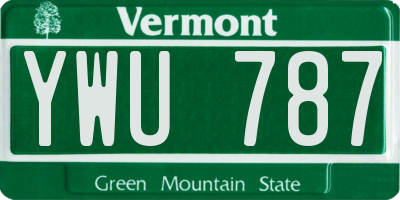 VT license plate YWU787