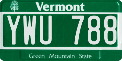 VT license plate YWU788