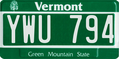 VT license plate YWU794
