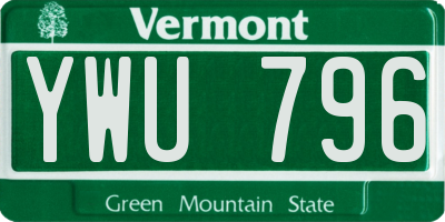 VT license plate YWU796