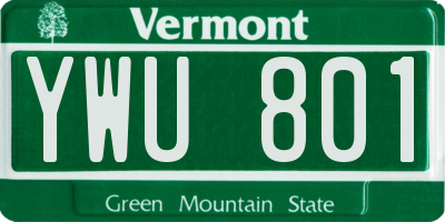 VT license plate YWU801