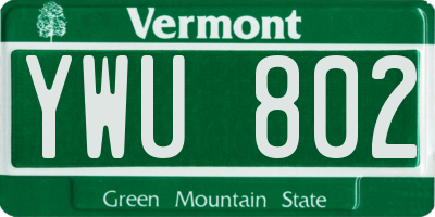 VT license plate YWU802