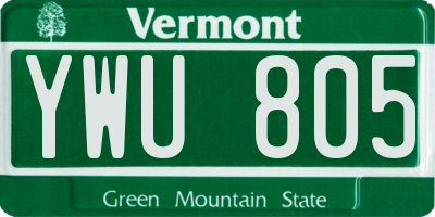 VT license plate YWU805