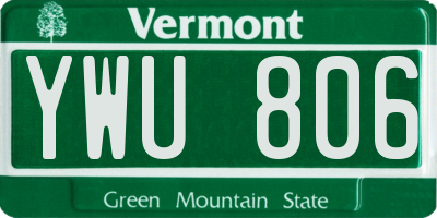 VT license plate YWU806