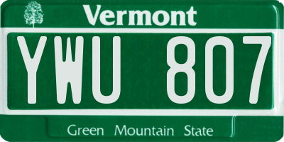 VT license plate YWU807