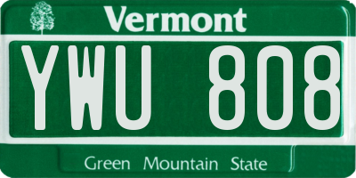 VT license plate YWU808