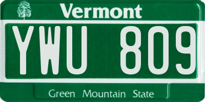 VT license plate YWU809