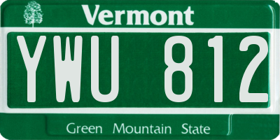 VT license plate YWU812