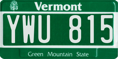 VT license plate YWU815