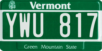 VT license plate YWU817