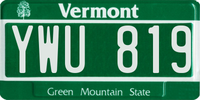 VT license plate YWU819
