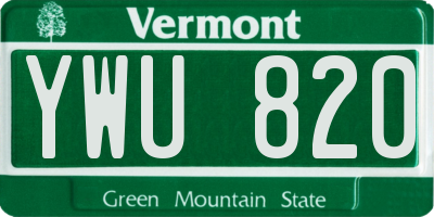 VT license plate YWU820