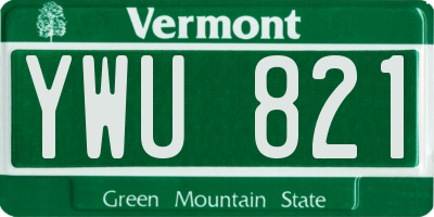 VT license plate YWU821