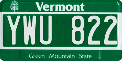 VT license plate YWU822