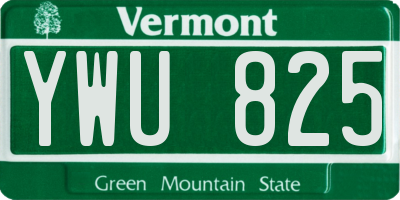 VT license plate YWU825