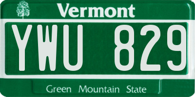 VT license plate YWU829