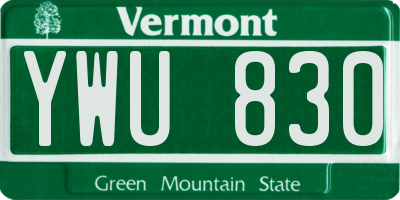 VT license plate YWU830