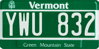 VT license plate YWU832