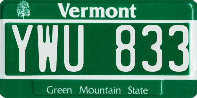 VT license plate YWU833