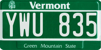 VT license plate YWU835