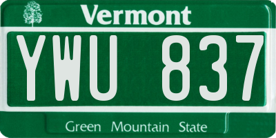 VT license plate YWU837