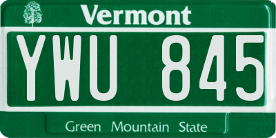 VT license plate YWU845