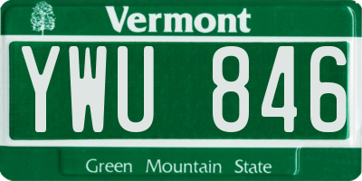 VT license plate YWU846