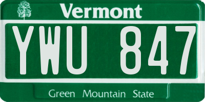 VT license plate YWU847