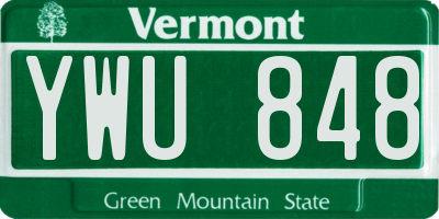 VT license plate YWU848