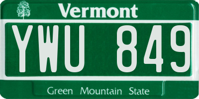 VT license plate YWU849