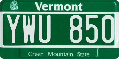 VT license plate YWU850