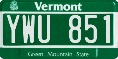 VT license plate YWU851