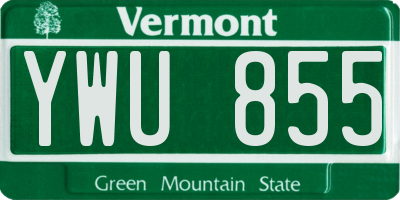 VT license plate YWU855