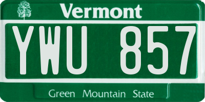 VT license plate YWU857